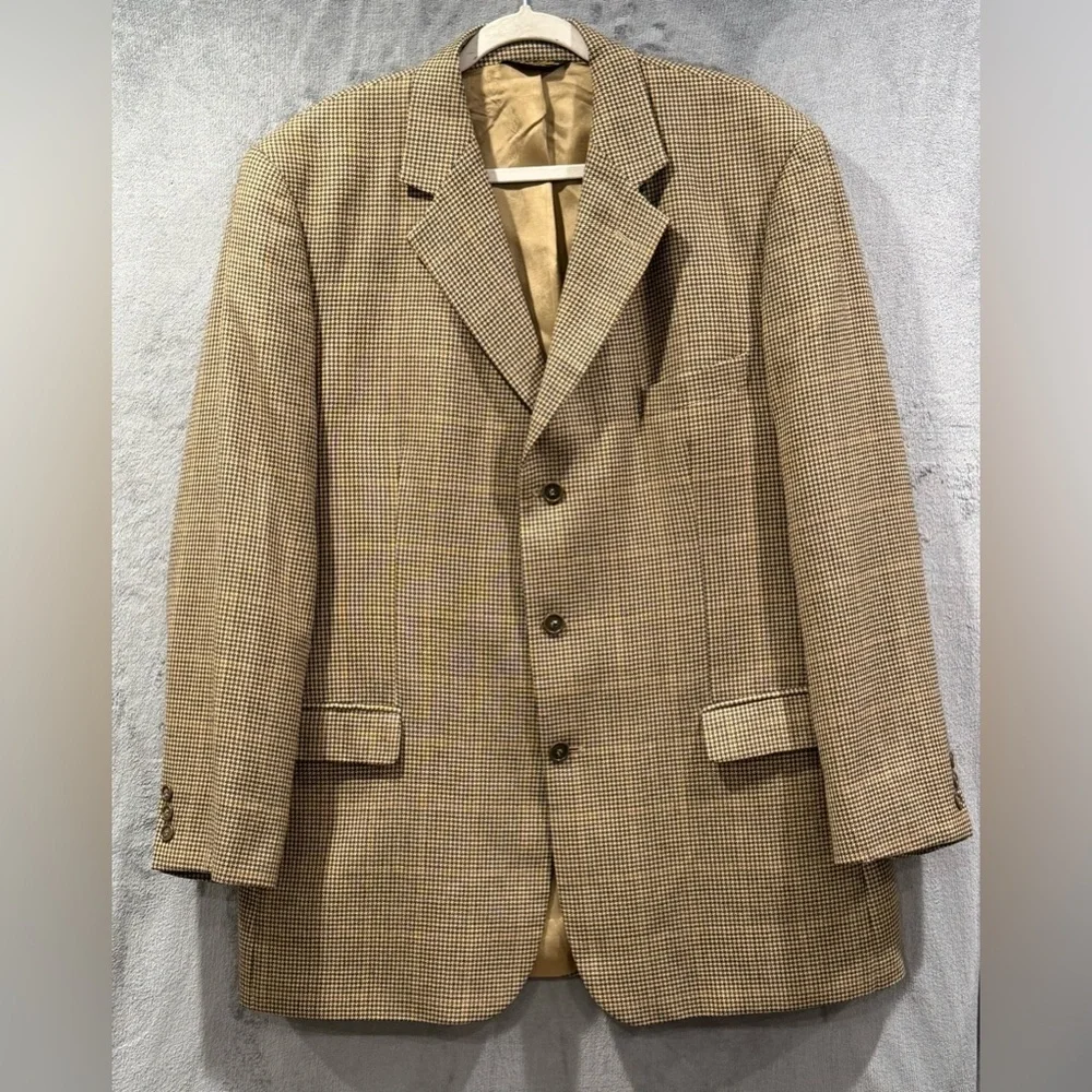 Brooks Brothers 46L‎ Houndstooth Blazer Sport Coat 3 Button 100% Wool